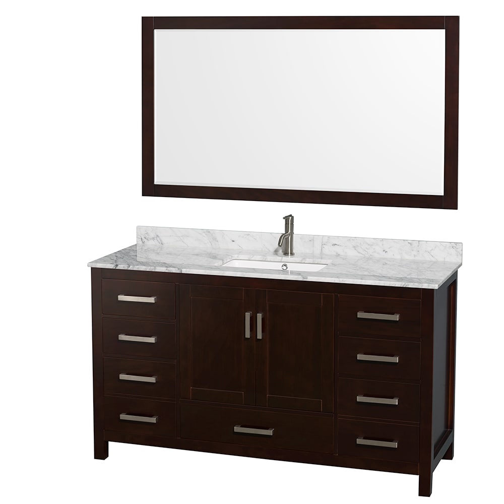 Sheffield Bathroom Vanity with Countertop 60 inch Single Sink Single hole Faucet Setup