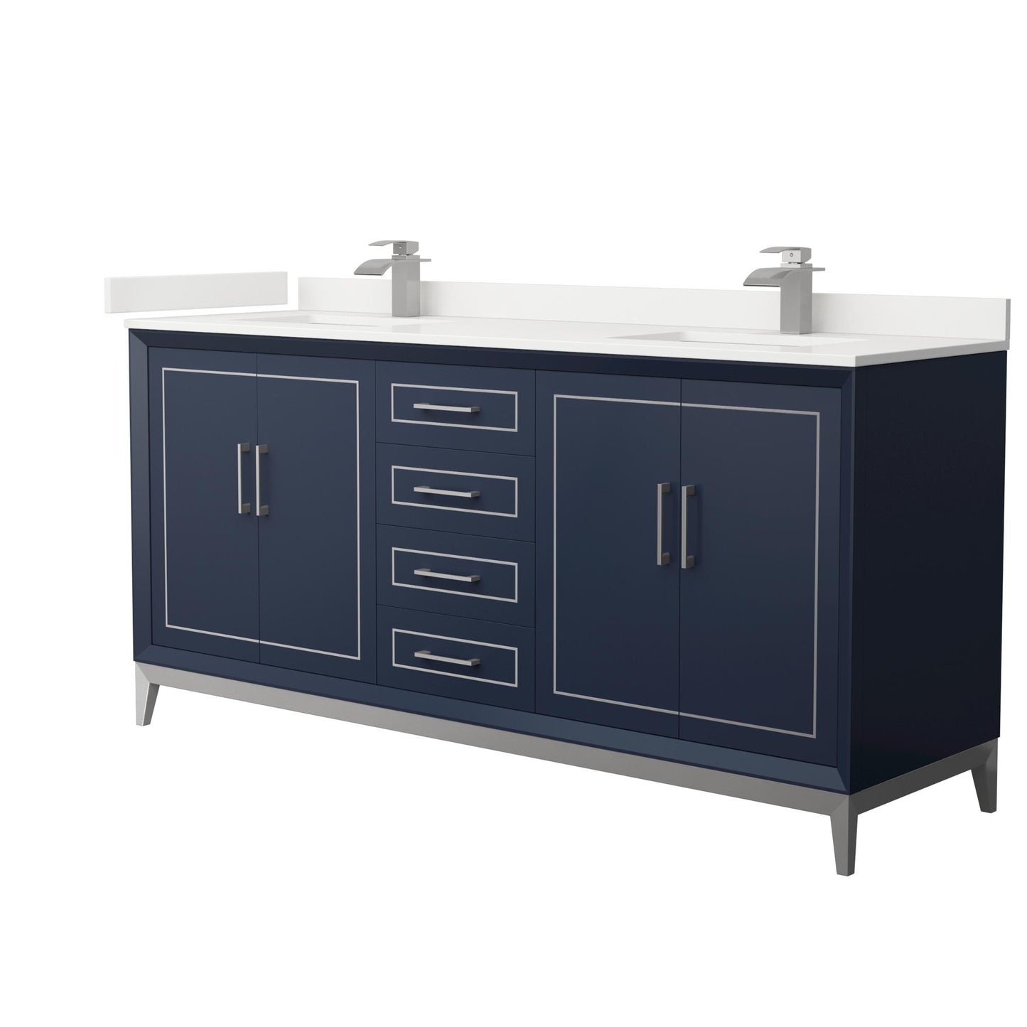 Marlena Bathroom Vanity with Countertop 72 inch Double Sink Single hole Faucet Setup
