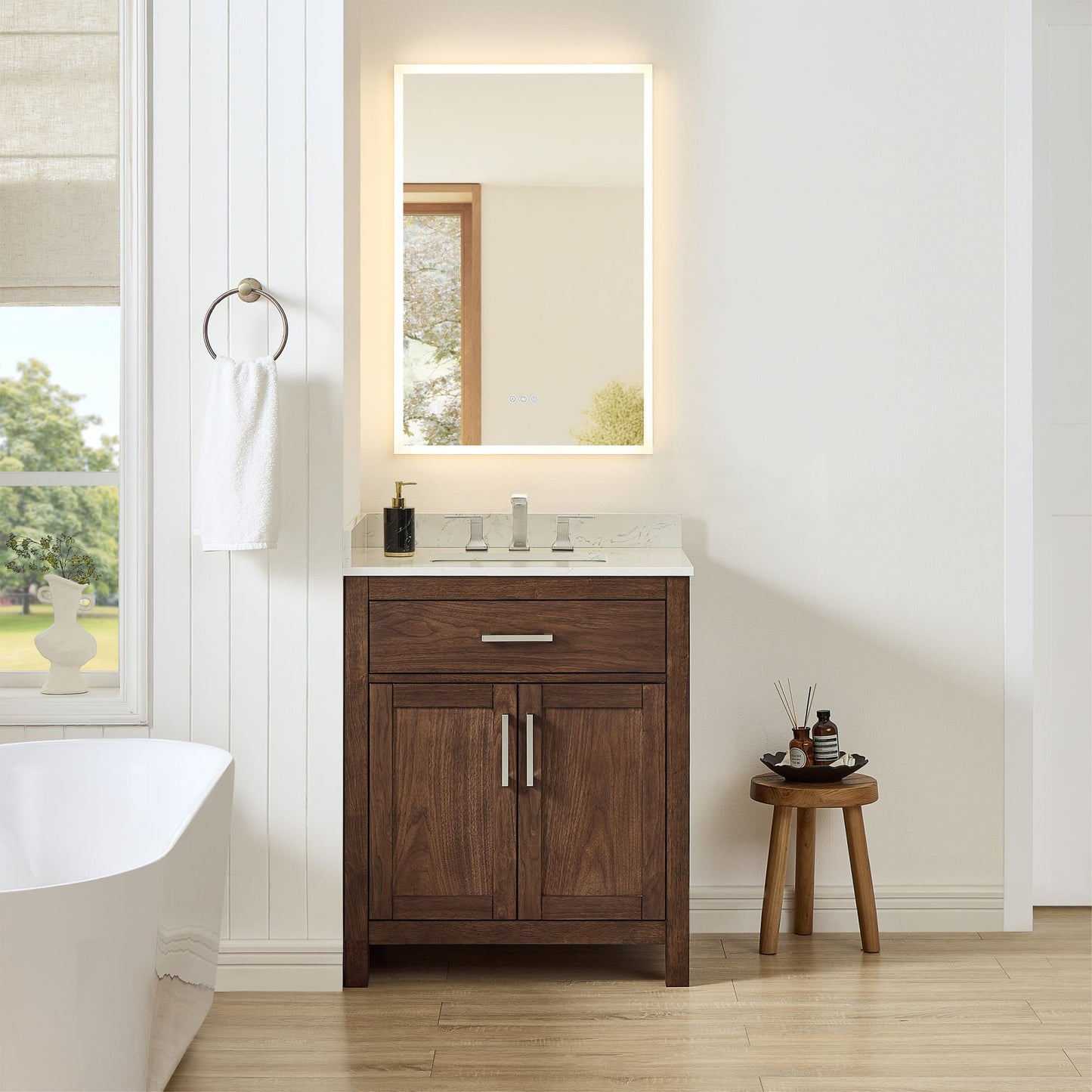 Beckett Bathroom Vanity with Countertop 30 inch Single Sink 3-hole Faucet Setup