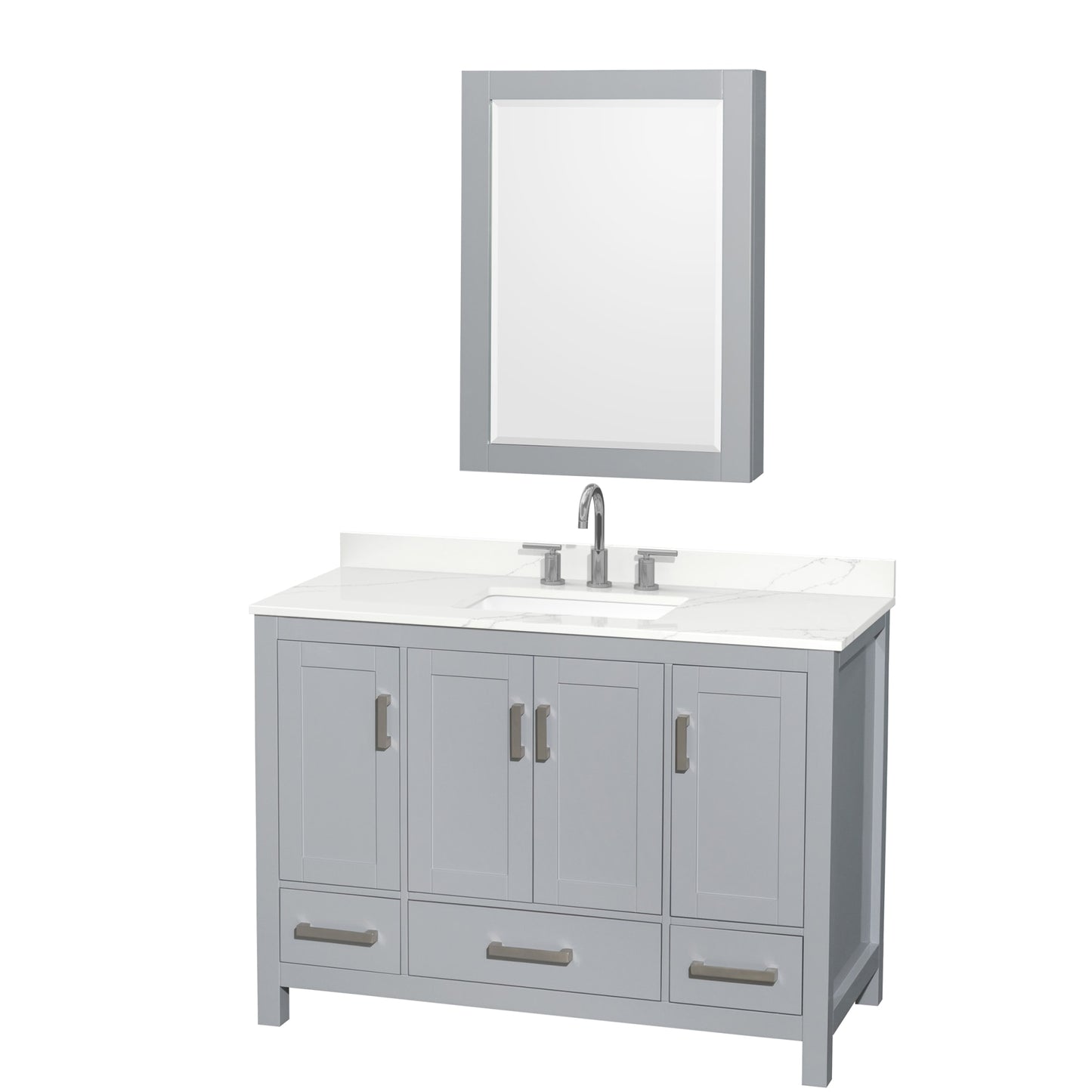 Sheffield Bathroom Vanity with Countertop 48 inch Single Sink 3-hole Faucet Setup