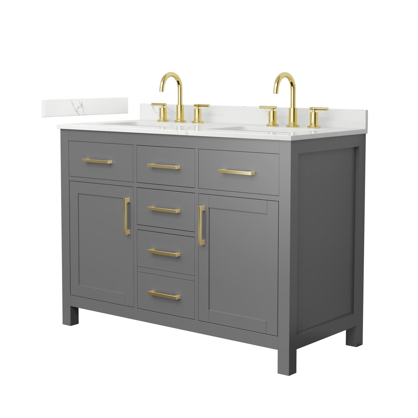 Beckett Bathroom Vanity with Countertop 48 inch Double Sink 3-hole Faucet Setup
