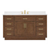 Custom image for Dark Oak with Brushed Gold Trim / White Quartz / No Mirror