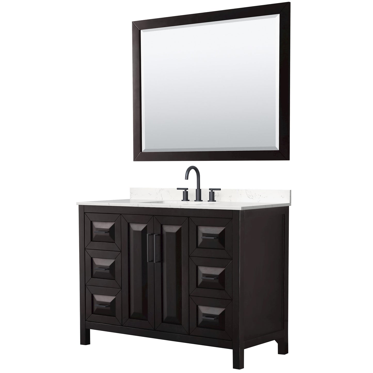 Daria Bathroom Vanity with Countertop 48 inch Single Sink 3-hole Faucet Setup