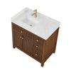 Custom image for Dark Walnut with Brushed Gold Trim / Giotto Quartz / No Mirror