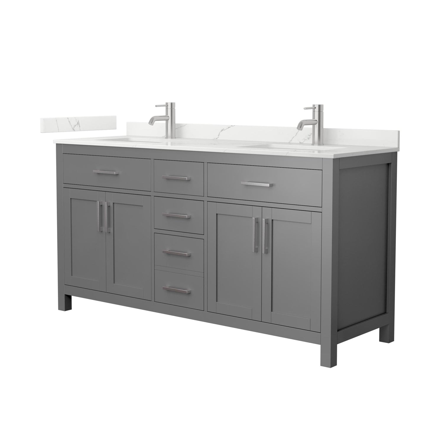 Beckett Bathroom Vanity with Countertop 66 inch Double Sink Single hole Faucet Setup