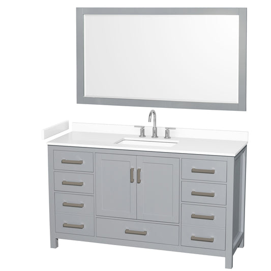 Sheffield Bathroom Vanity with Countertop 60 inch Single Sink 3-hole Faucet Setup