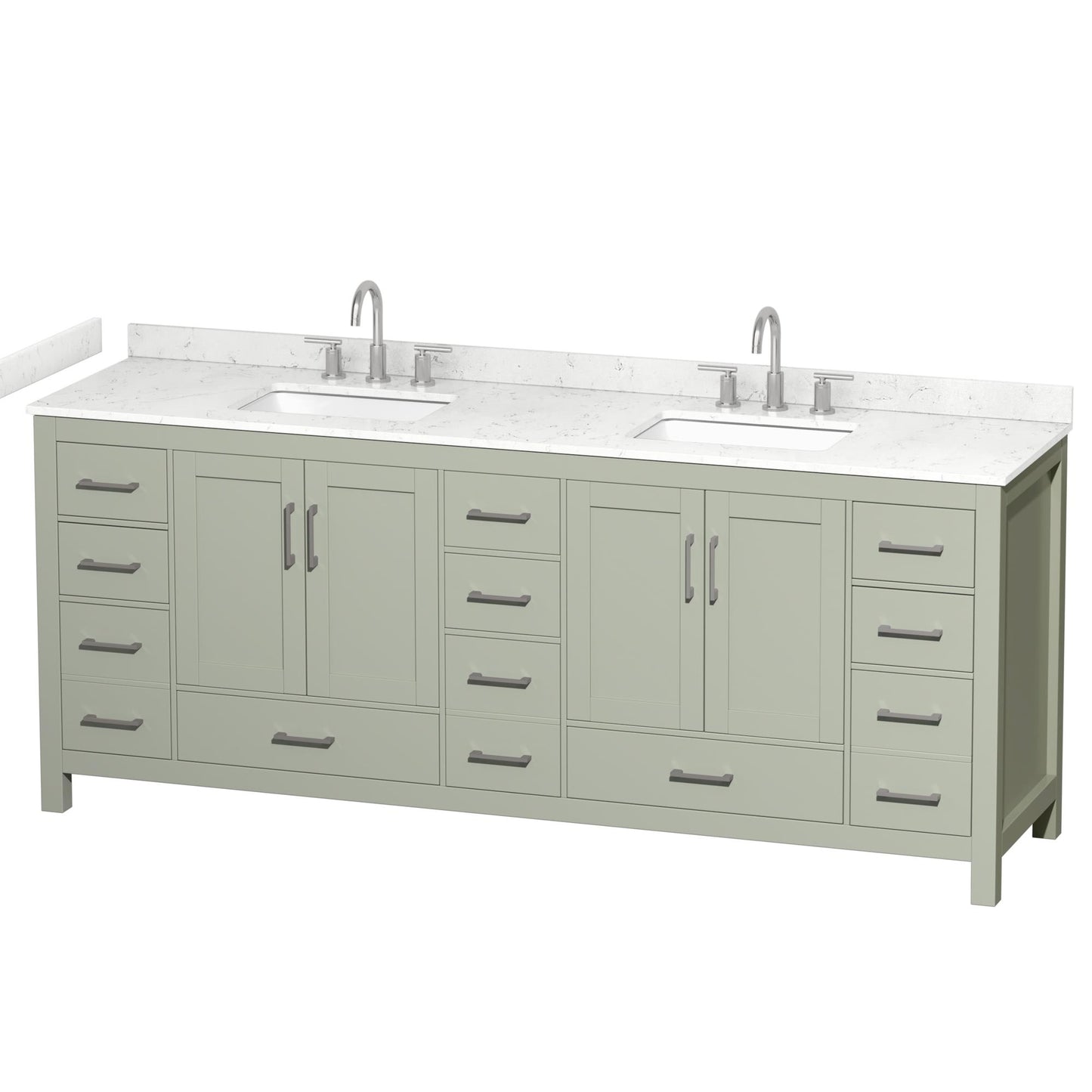Sheffield Bathroom Vanity with Countertop 84 inch Double Sink 3-hole Faucet Setup