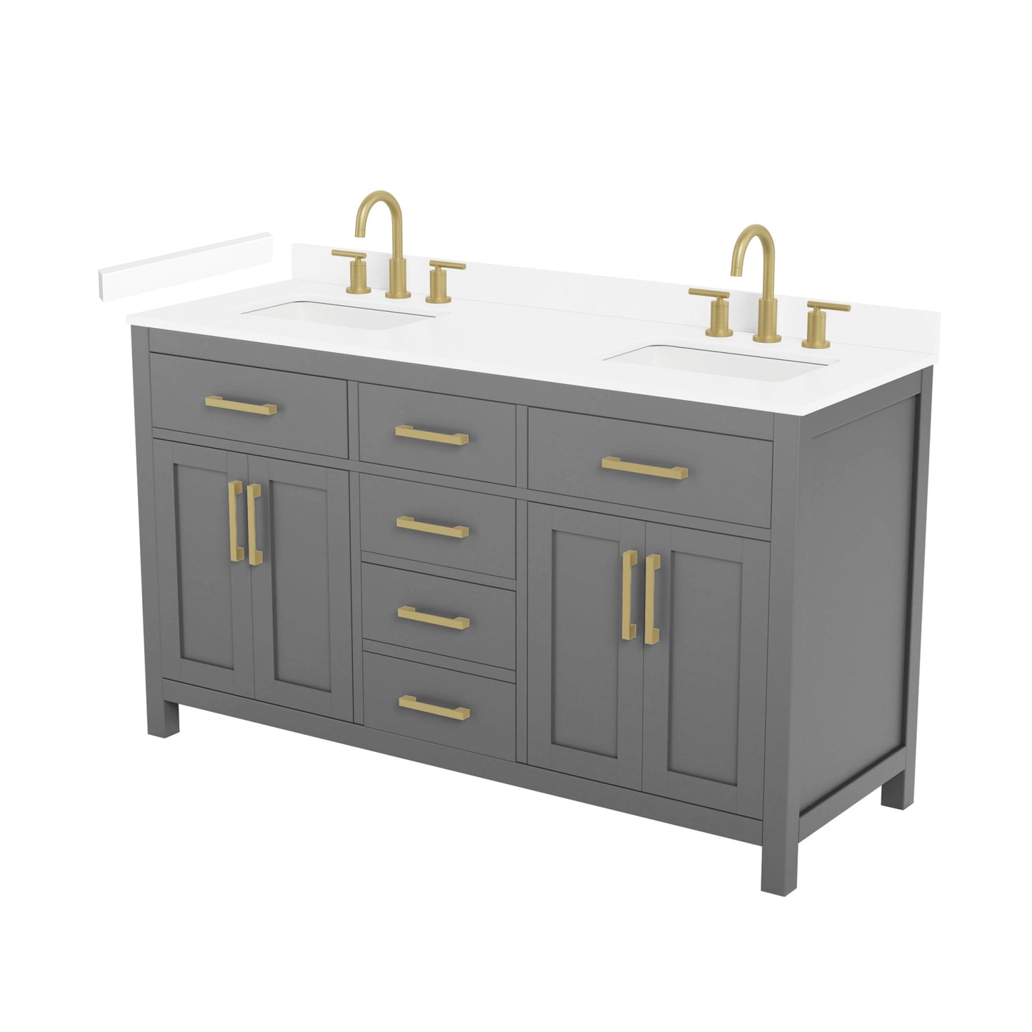 Beckett Bathroom Vanity with Countertop 60 inch Double Sink 3-hole Faucet Setup