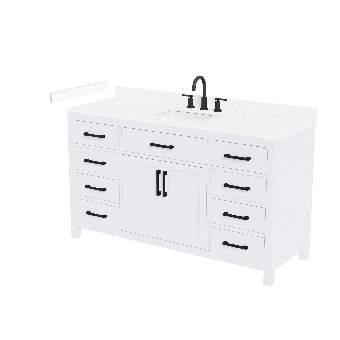 Beckett Bathroom Vanity with Countertop 60 inch Single Sink 3-hole Faucet Setup