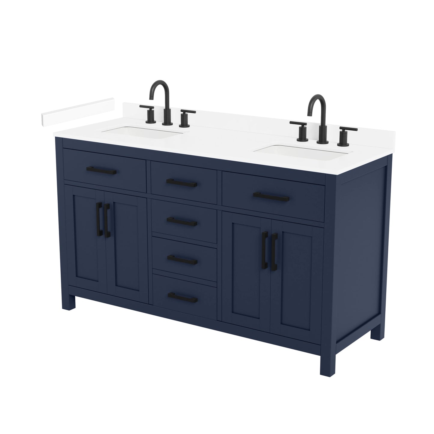 Beckett Bathroom Vanity with Countertop 60 inch Double Sink 3-hole Faucet Setup