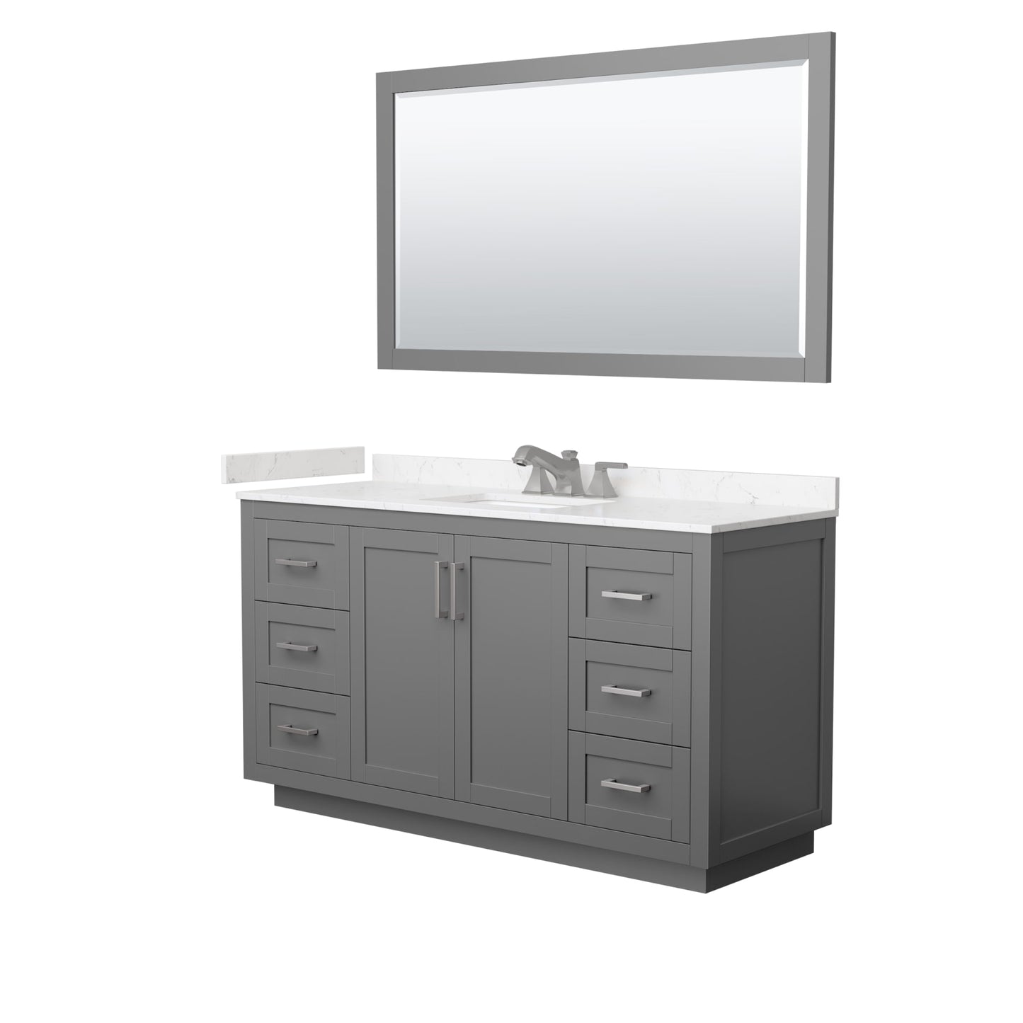 Miranda Bathroom Vanity with Countertop 60 inch Single Sink 3-hole Faucet Setup