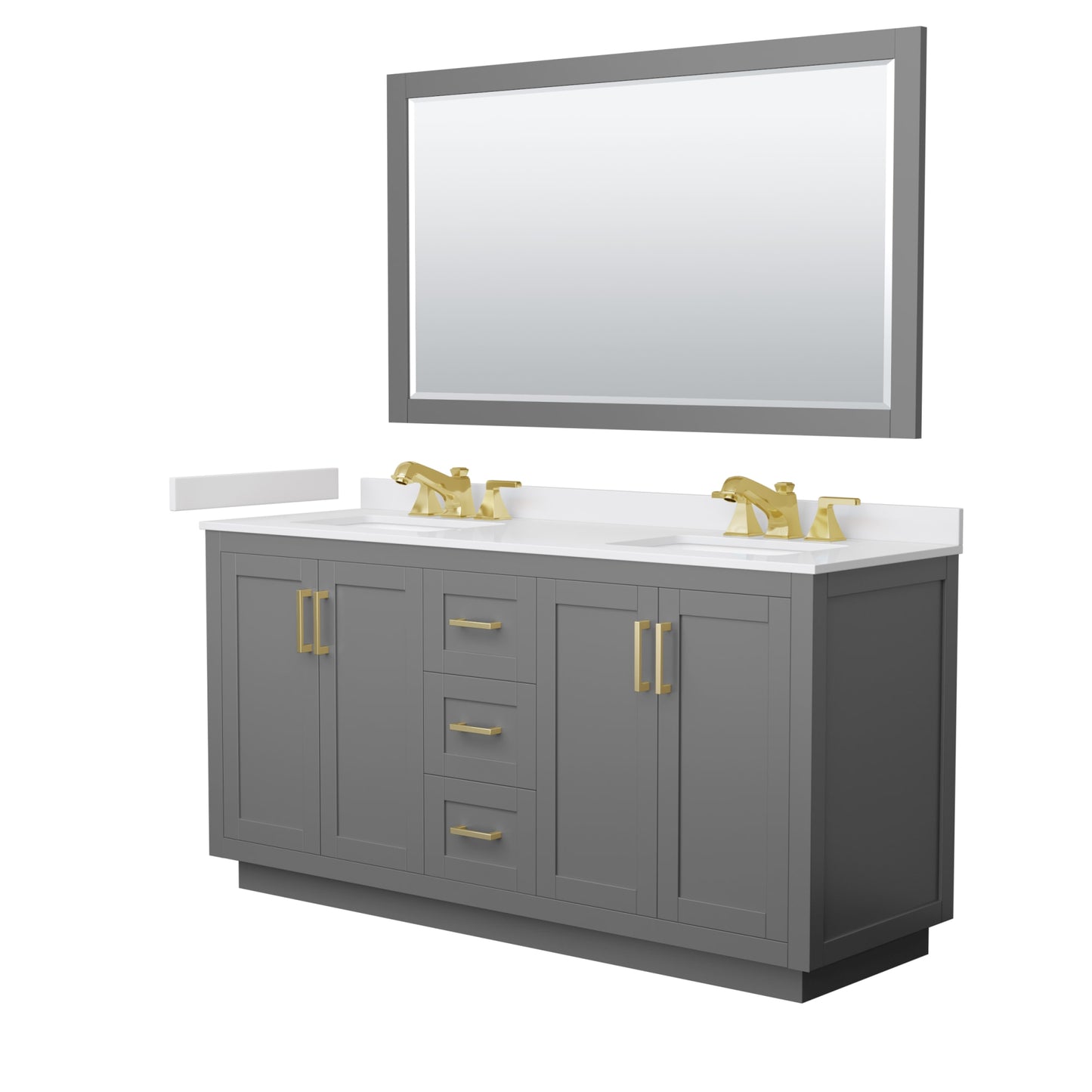 Miranda Bathroom Vanity with Countertop 66 inch Double Sink 3-hole Faucet Setup