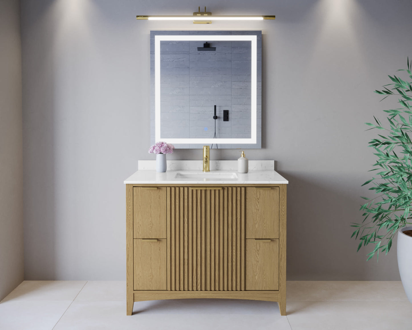 Palmilla Bathroom Vanity with Countertop 42 inch Single Sink Single hole Faucet Setup