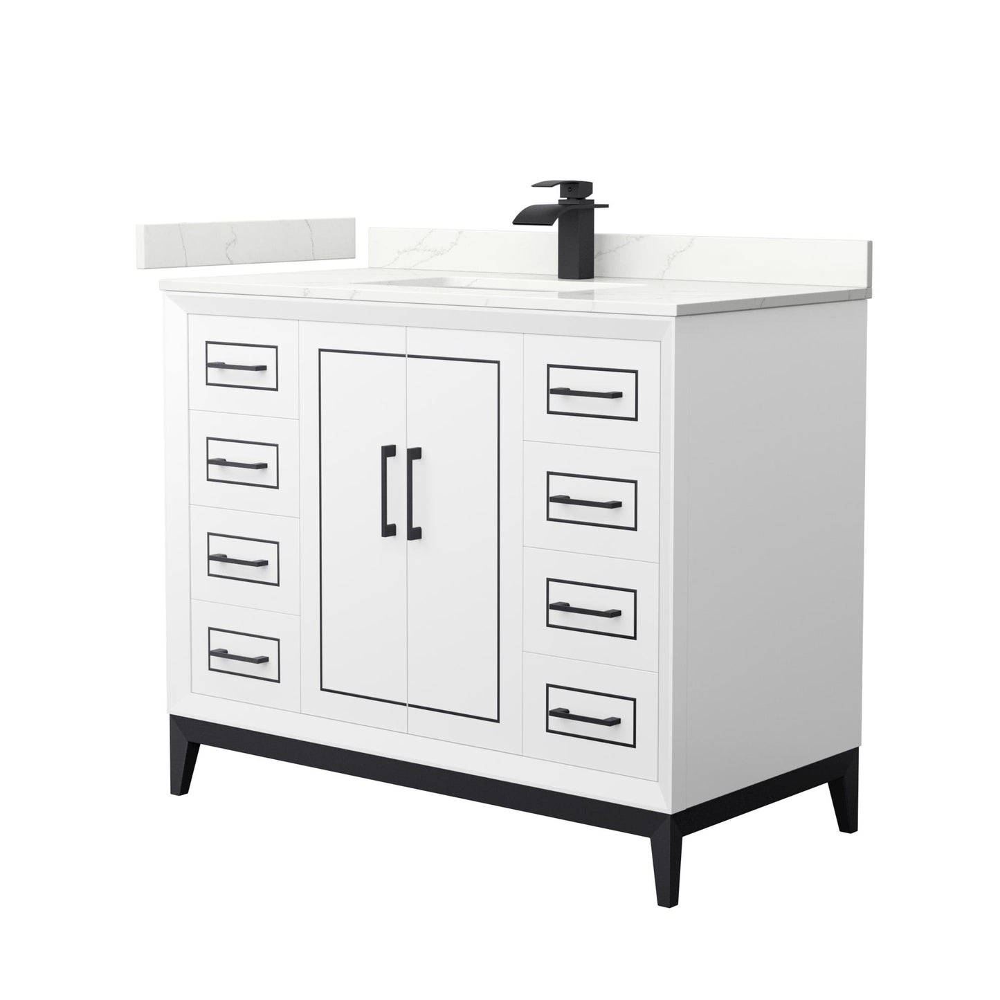 Marlena Bathroom Vanity with Countertop 42 inch Single Sink Single hole Faucet Setup