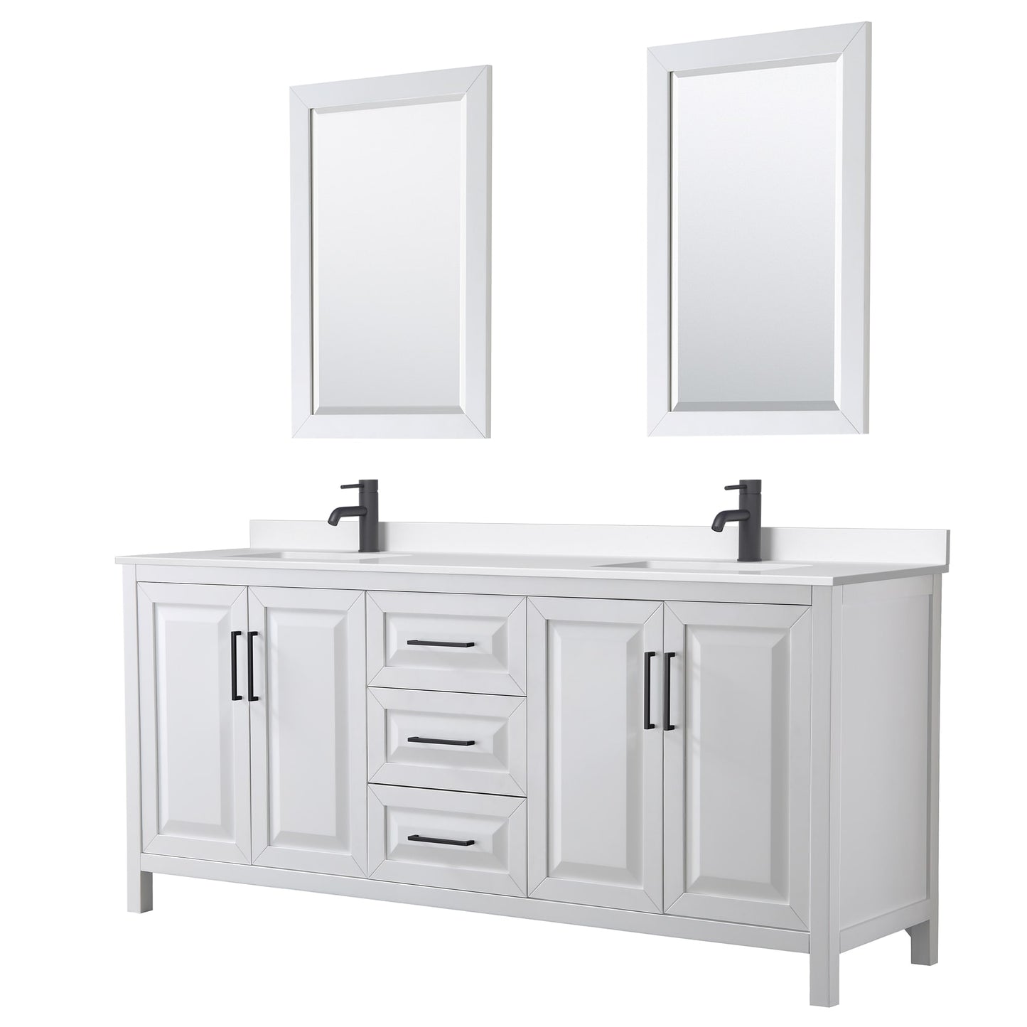 Daria Bathroom Vanity with Countertop 80 inch Double Sink Single hole Faucet Setup