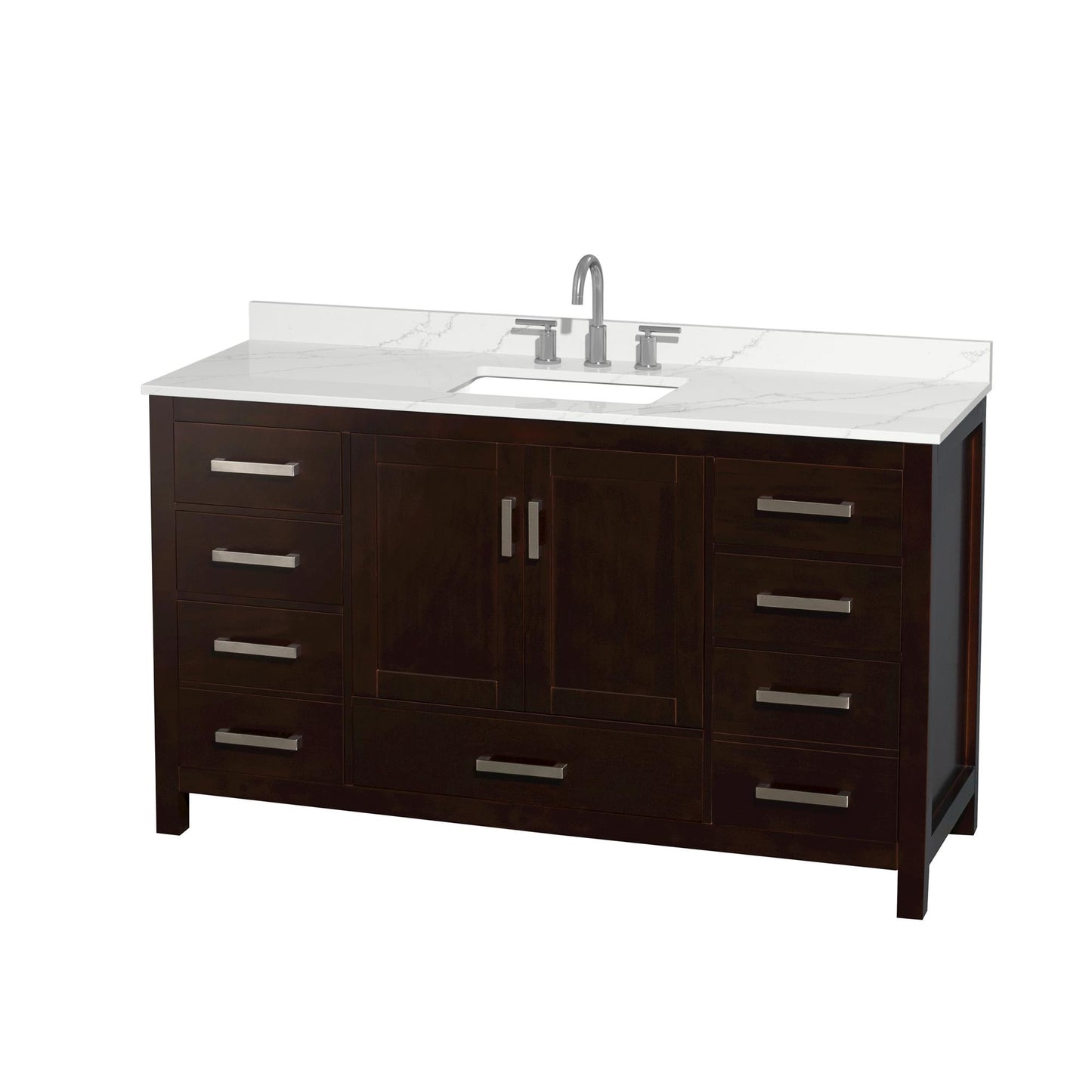 Sheffield Bathroom Vanity with Countertop 60 inch Single Sink 3-hole Faucet Setup