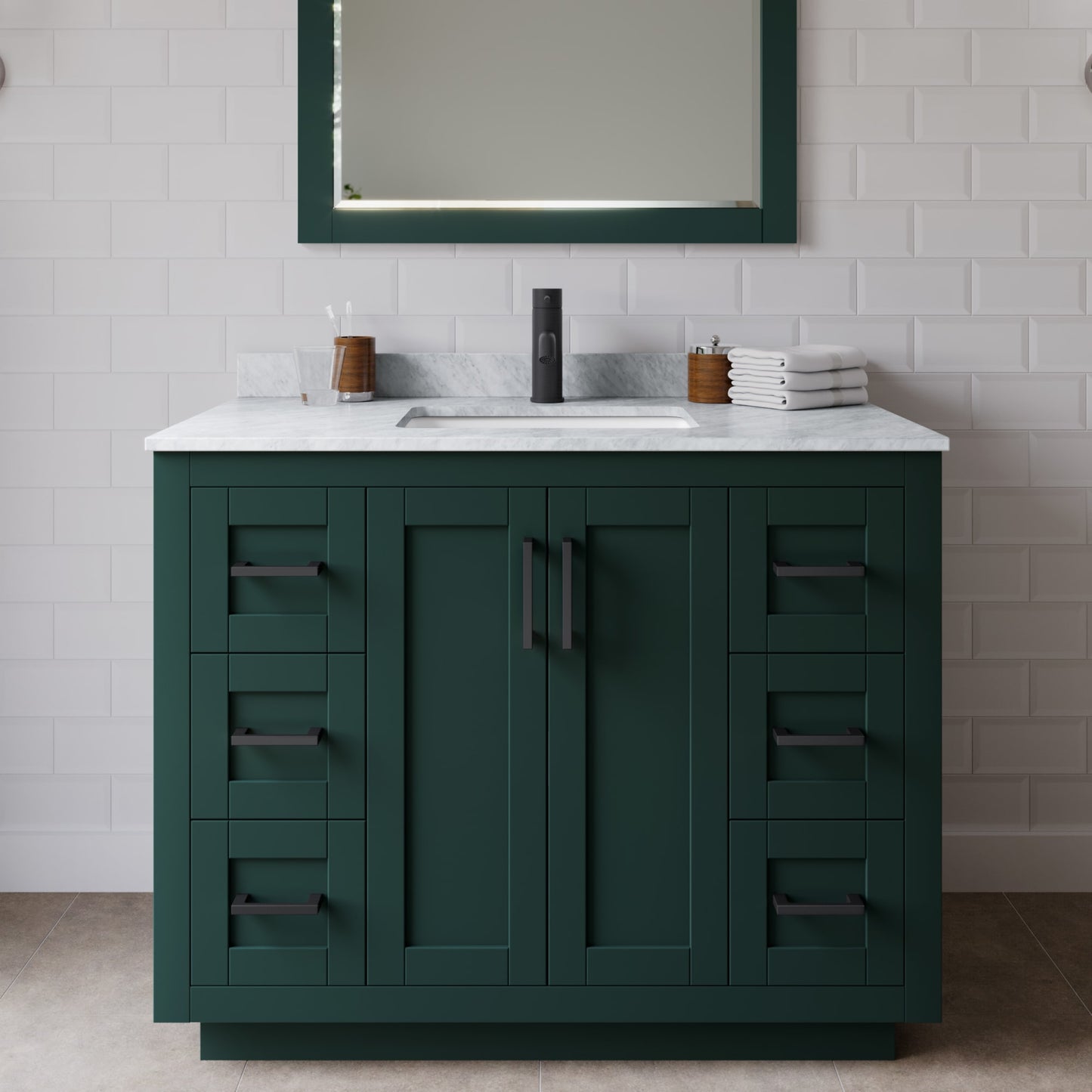 Miranda Bathroom Vanity with Countertop 42 inch Single Sink Single hole Faucet Setup