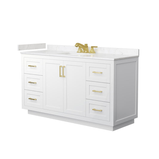 Miranda Bathroom Vanity with Countertop 60 inch Single Sink 3-hole Faucet Setup