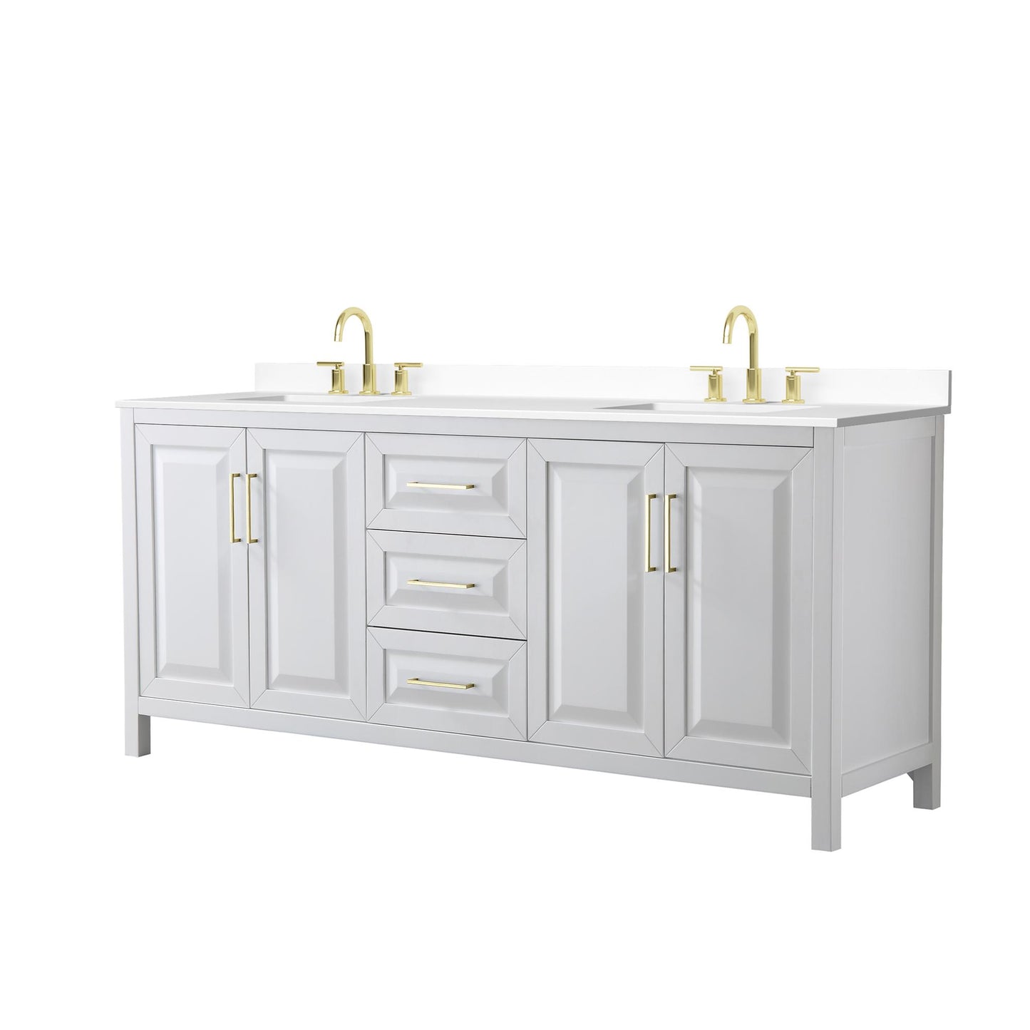 Daria Bathroom Vanity with Countertop 80 inch Double Sink 3-hole Faucet Setup