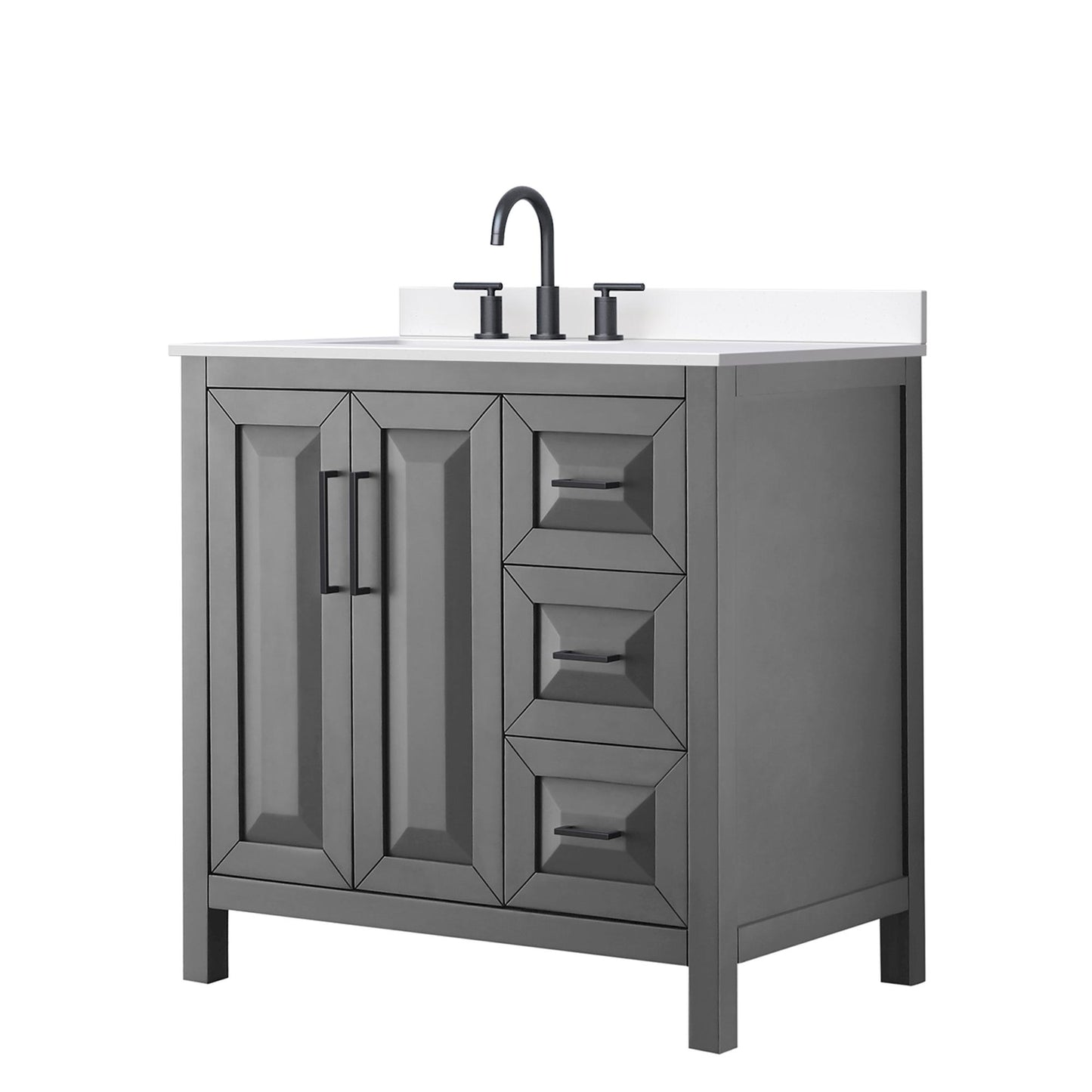 Daria Bathroom Vanity with Countertop 36 inch Single Sink 3-hole Faucet Setup