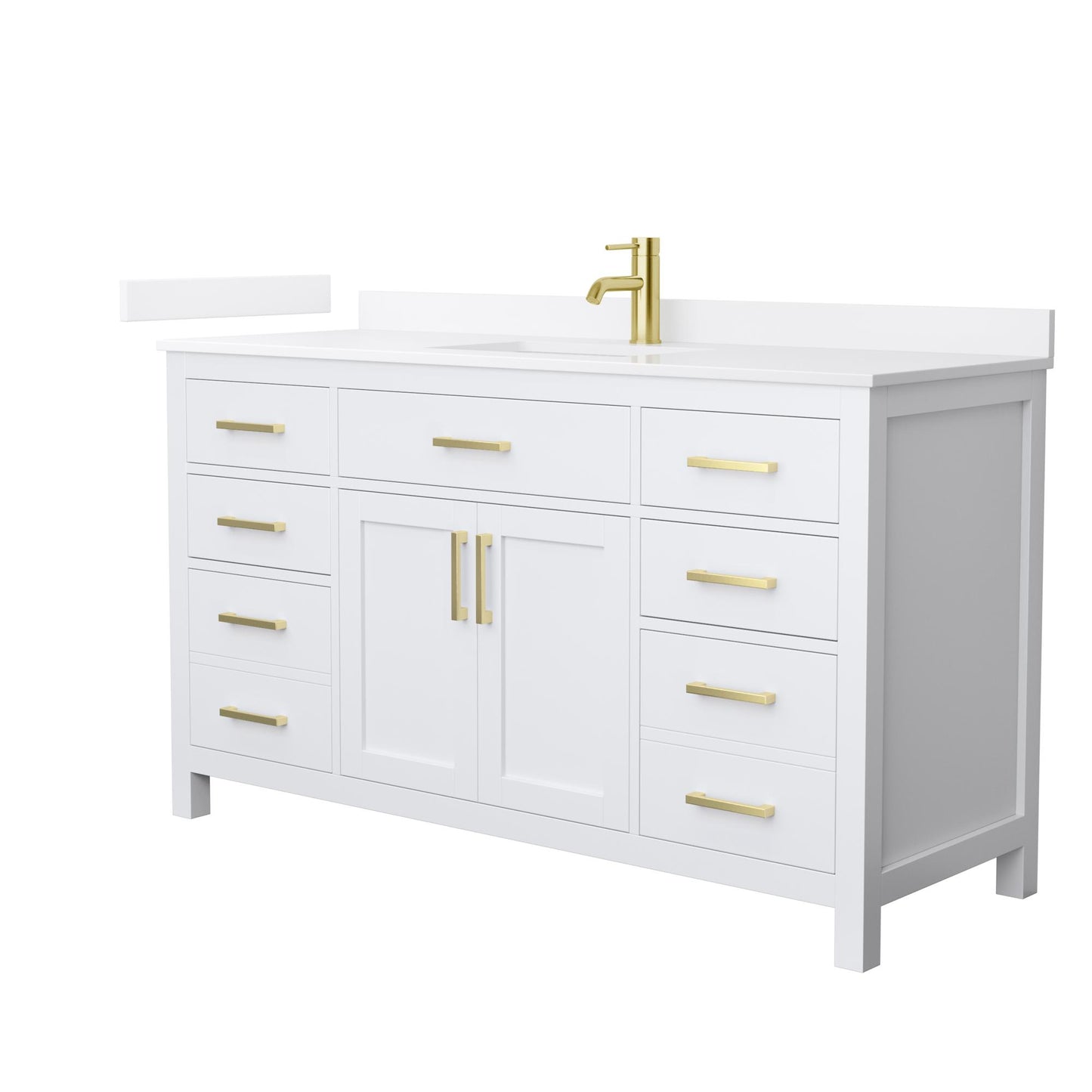 Beckett Bathroom Vanity with Countertop 60 inch Single Sink Single hole Faucet Setup