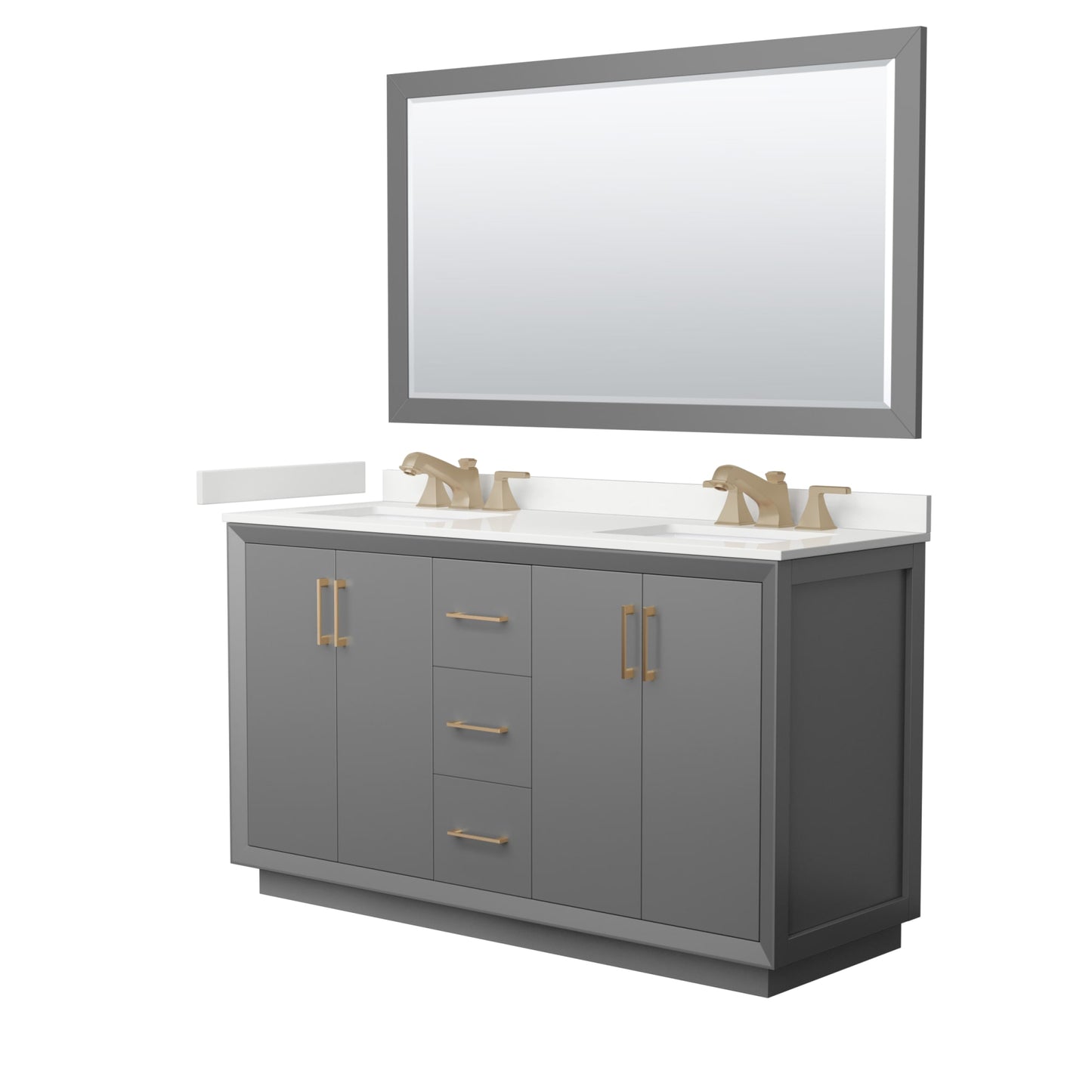 Strada Bathroom Vanity with Countertop 60 inch Double Sink 3-hole Faucet Setup
