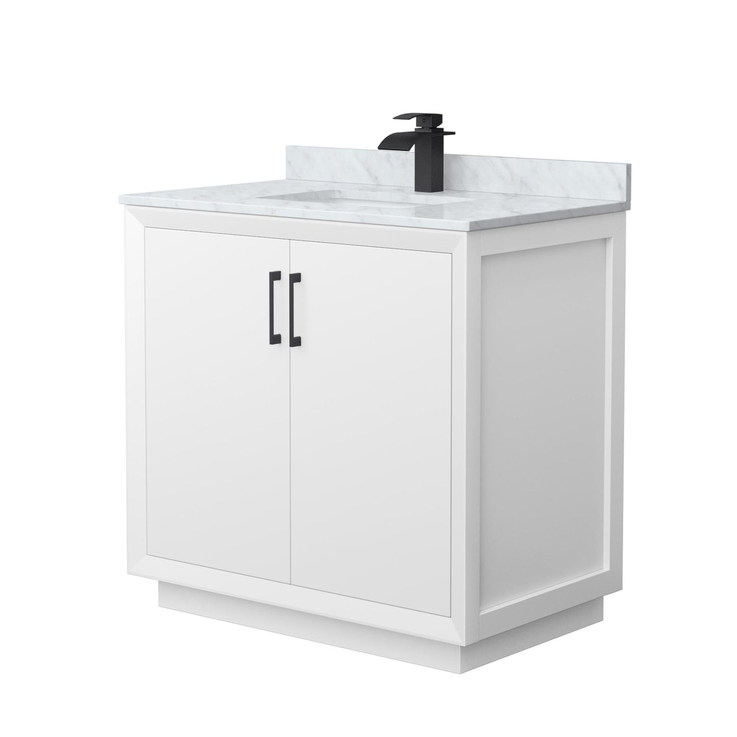 Strada Bathroom Vanity with Countertop 36 inch Single Sink Single hole Faucet Setup