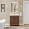 Custom image for Dark Walnut with Brushed Gold Trim / White Quartz / No Mirror