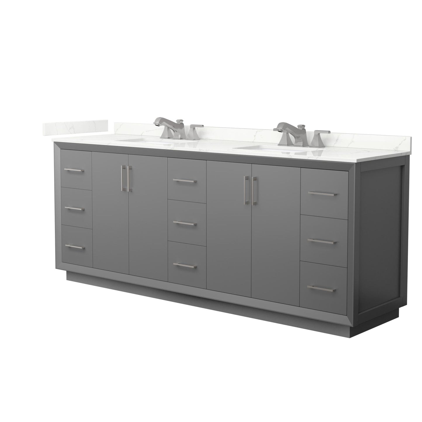 Strada Bathroom Vanity with Countertop 84 inch Double Sink 3-hole Faucet Setup