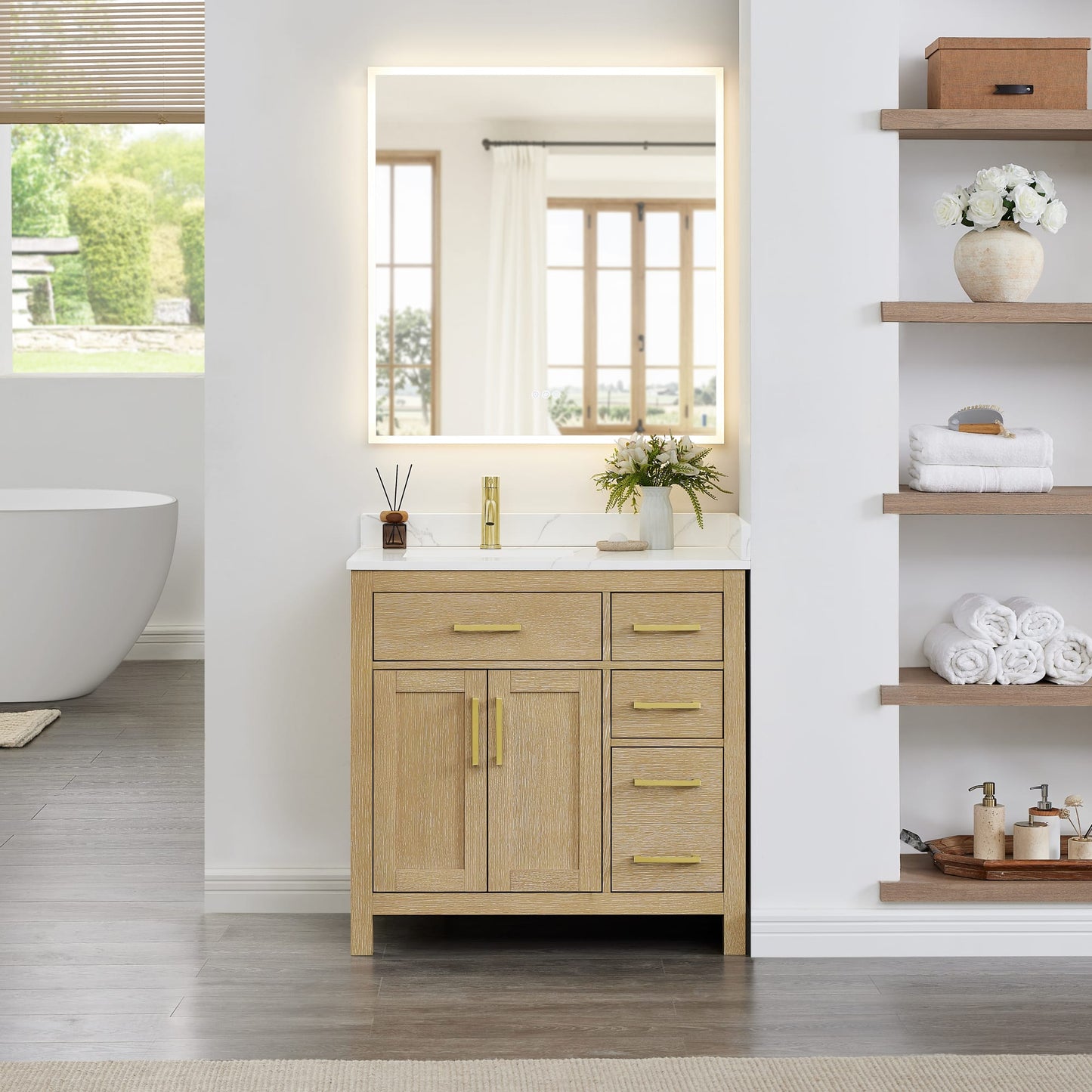 Beckett Bathroom Vanity with Countertop 36 inch Single Sink Single hole Faucet Setup