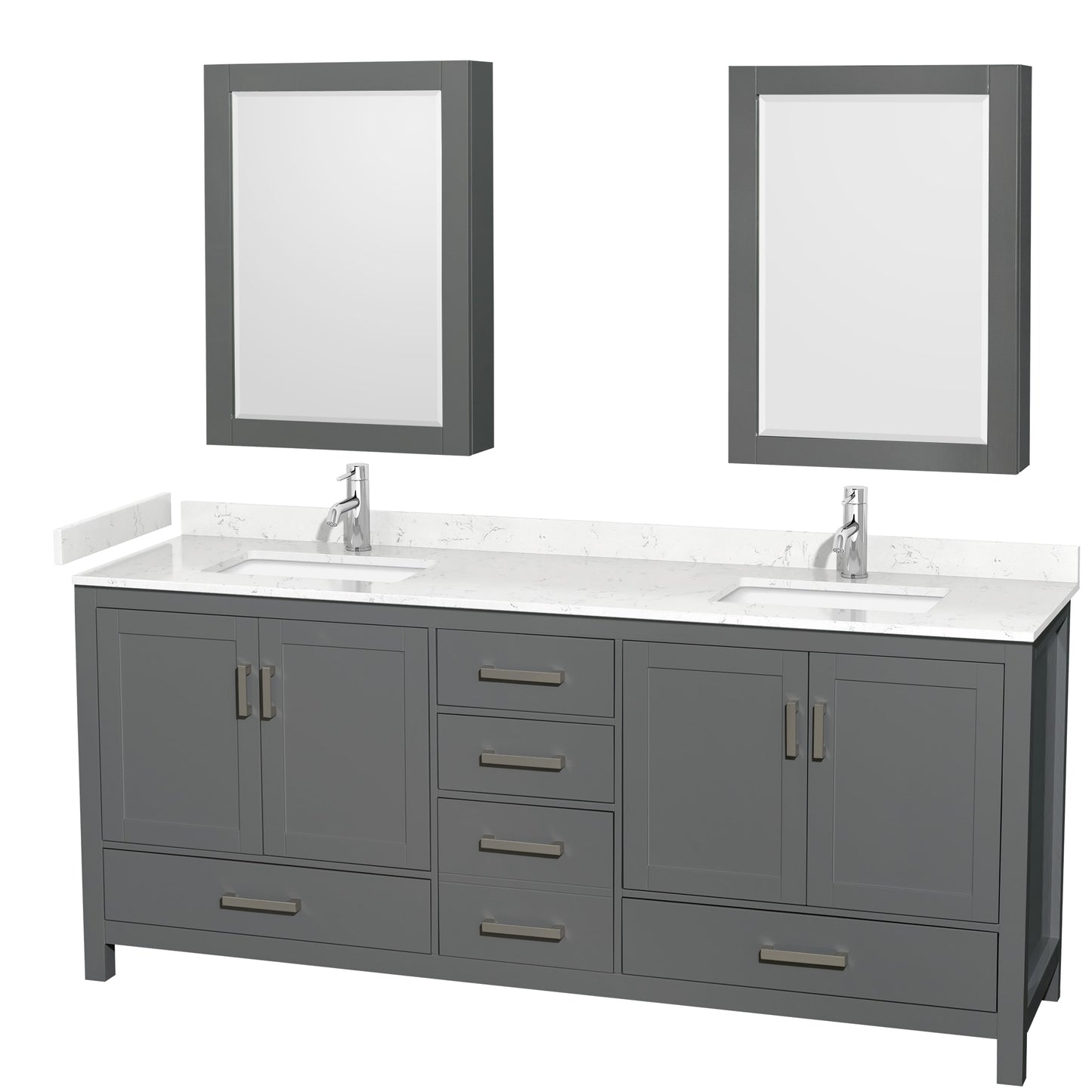 Sheffield Bathroom Vanity with Countertop 80 inch Double Sink Single hole Faucet Setup