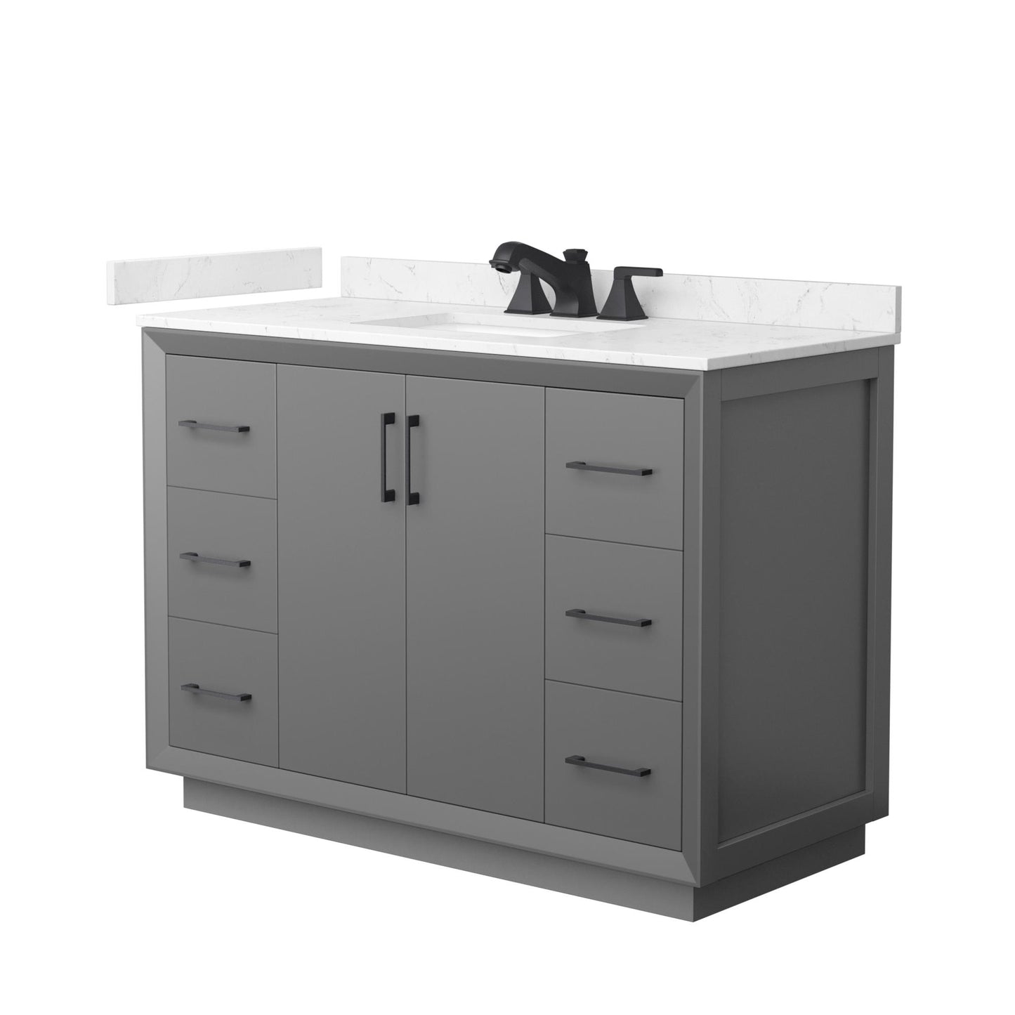 Strada Bathroom Vanity with Countertop 48 inch Single Sink 3-hole Faucet Setup