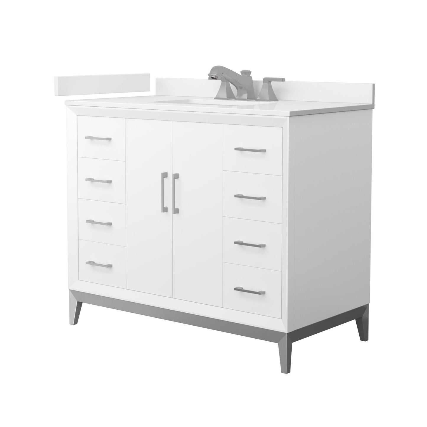 Amici Bathroom Vanity with Countertop 42 inch Single Sink 3-hole Faucet Setup