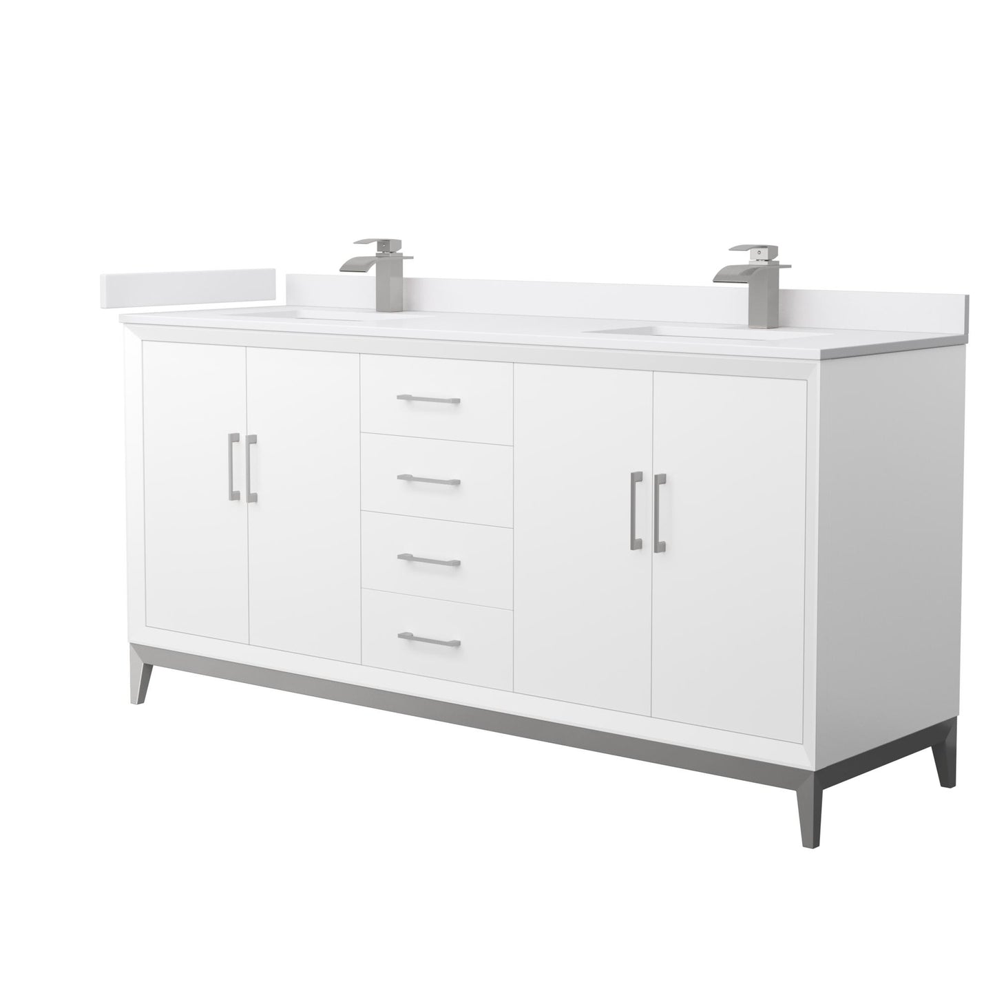 Amici Bathroom Vanity with Countertop 72 inch Double Sink Single hole Faucet Setup