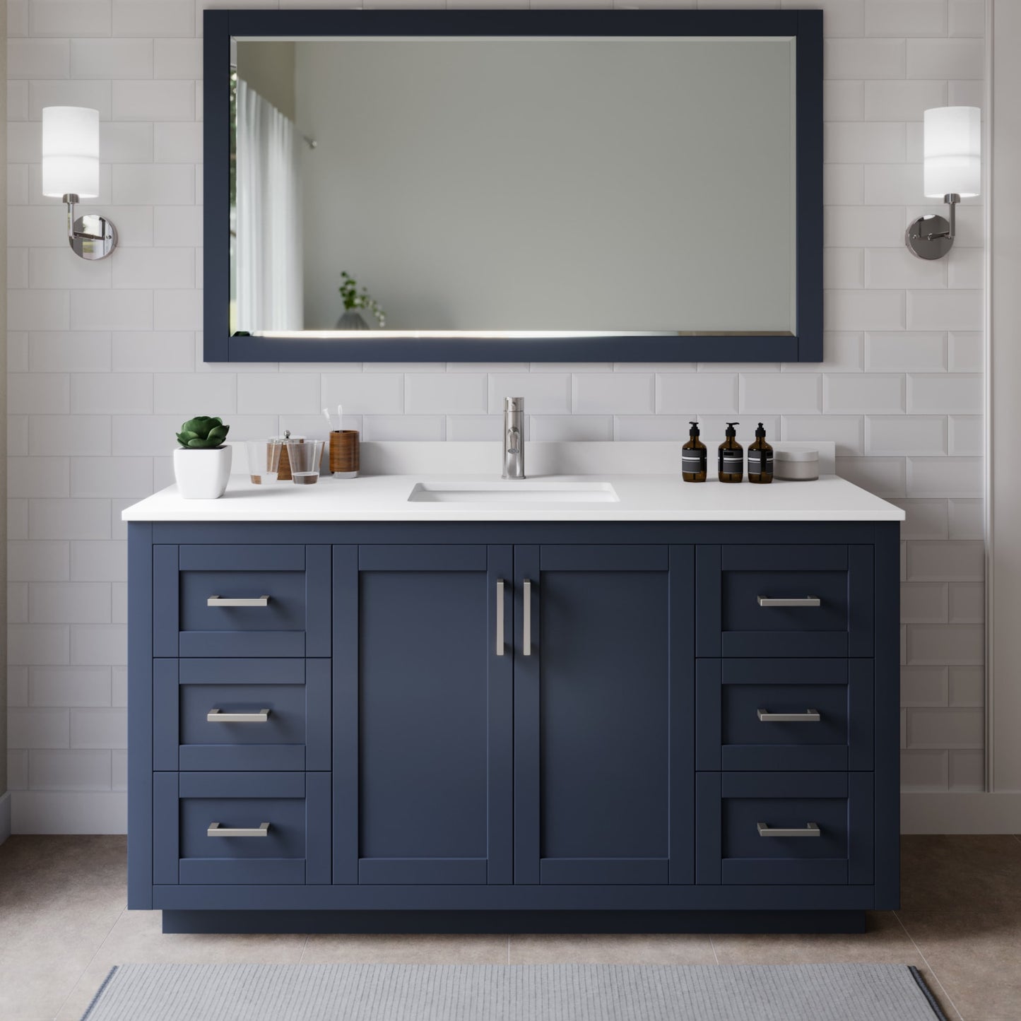 Miranda Bathroom Vanity with Countertop 66 inch Single Sink Single hole Faucet Setup