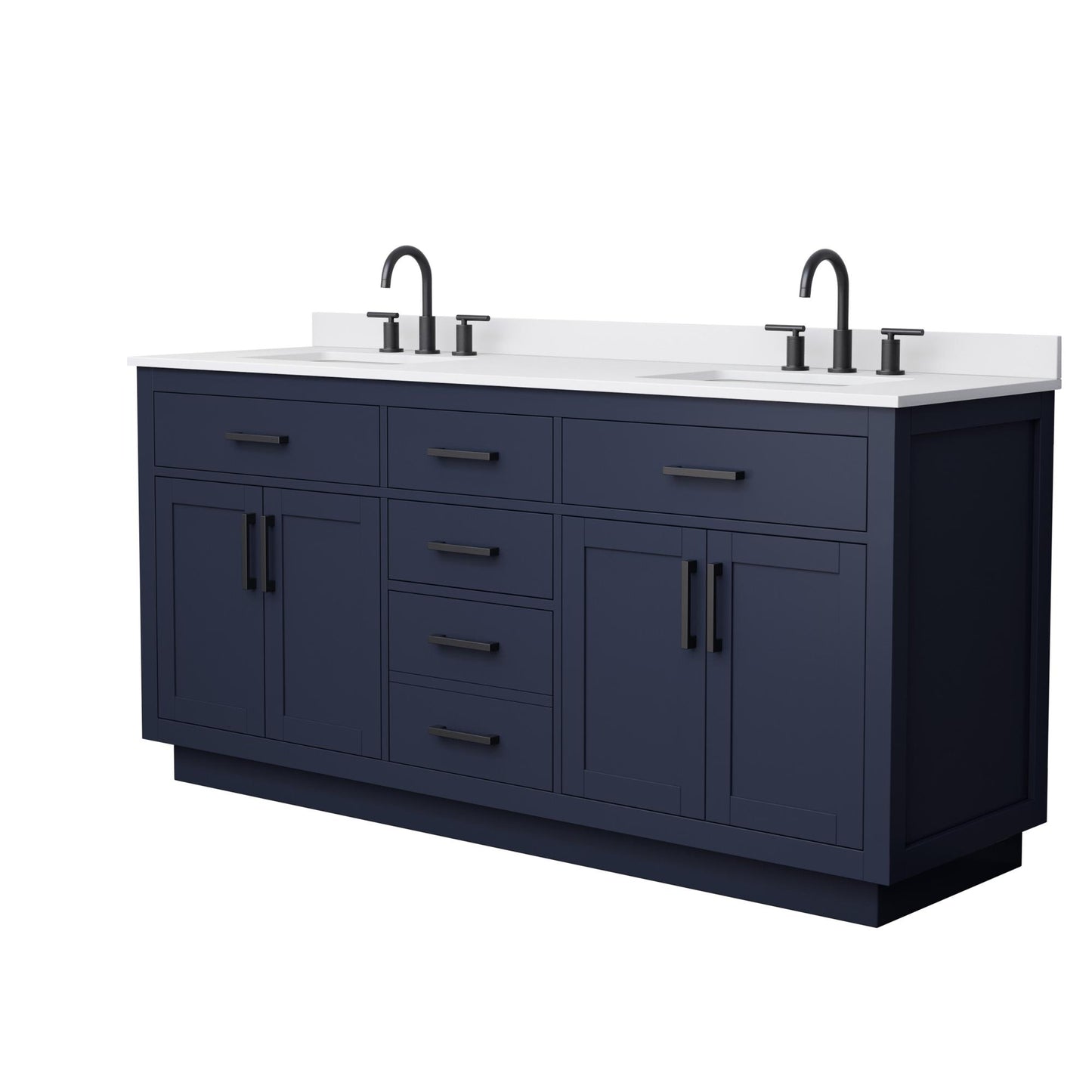 Beckett TK Bathroom Vanity with Countertop 72 inch Double Sink 3-hole Faucet Setup