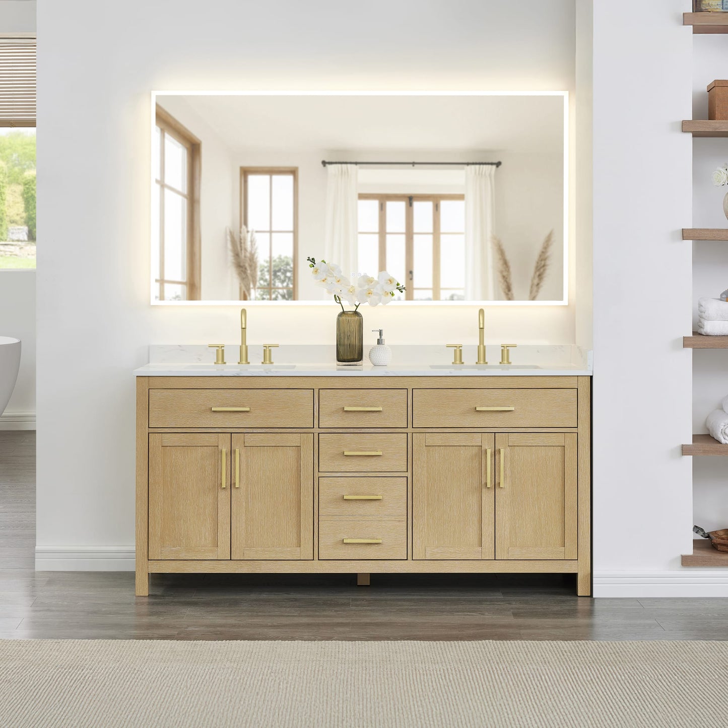 Beckett Bathroom Vanity with Countertop 72 inch Double Sink 3-hole Faucet Setup