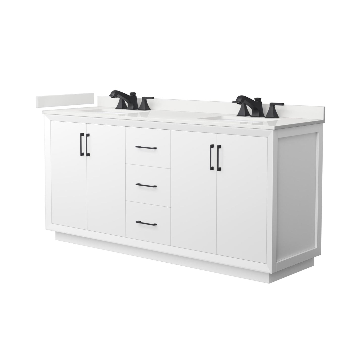 Strada Bathroom Vanity with Countertop 72 inch Double Sink 3-hole Faucet Setup