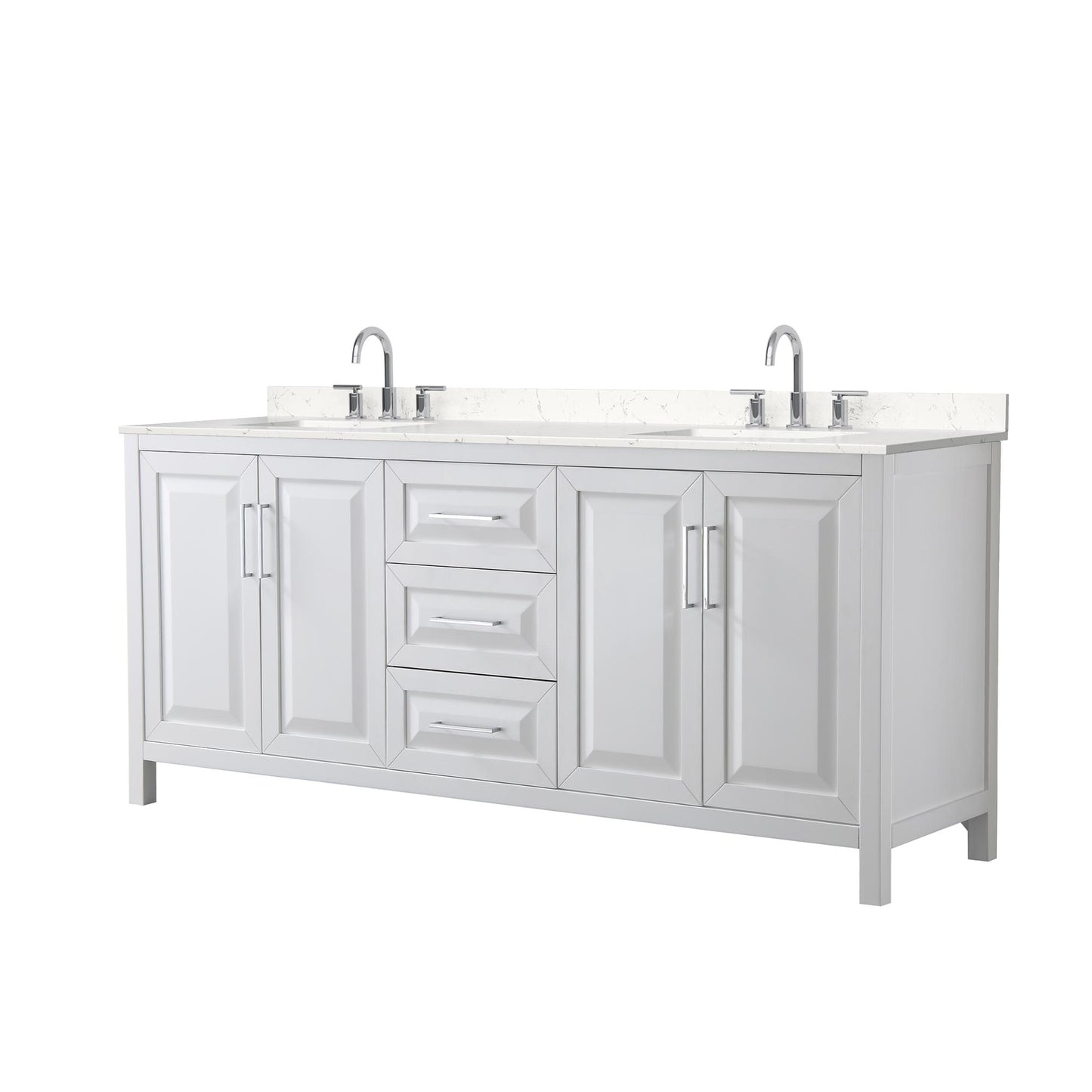 Daria Bathroom Vanity with Countertop 80 inch Double Sink 3-hole Faucet Setup