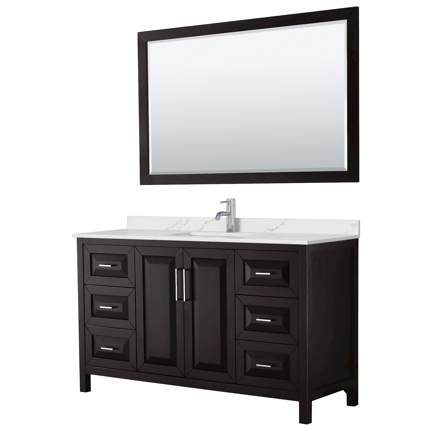 Daria Bathroom Vanity with Countertop 60 inch Single Sink Single hole Faucet Setup