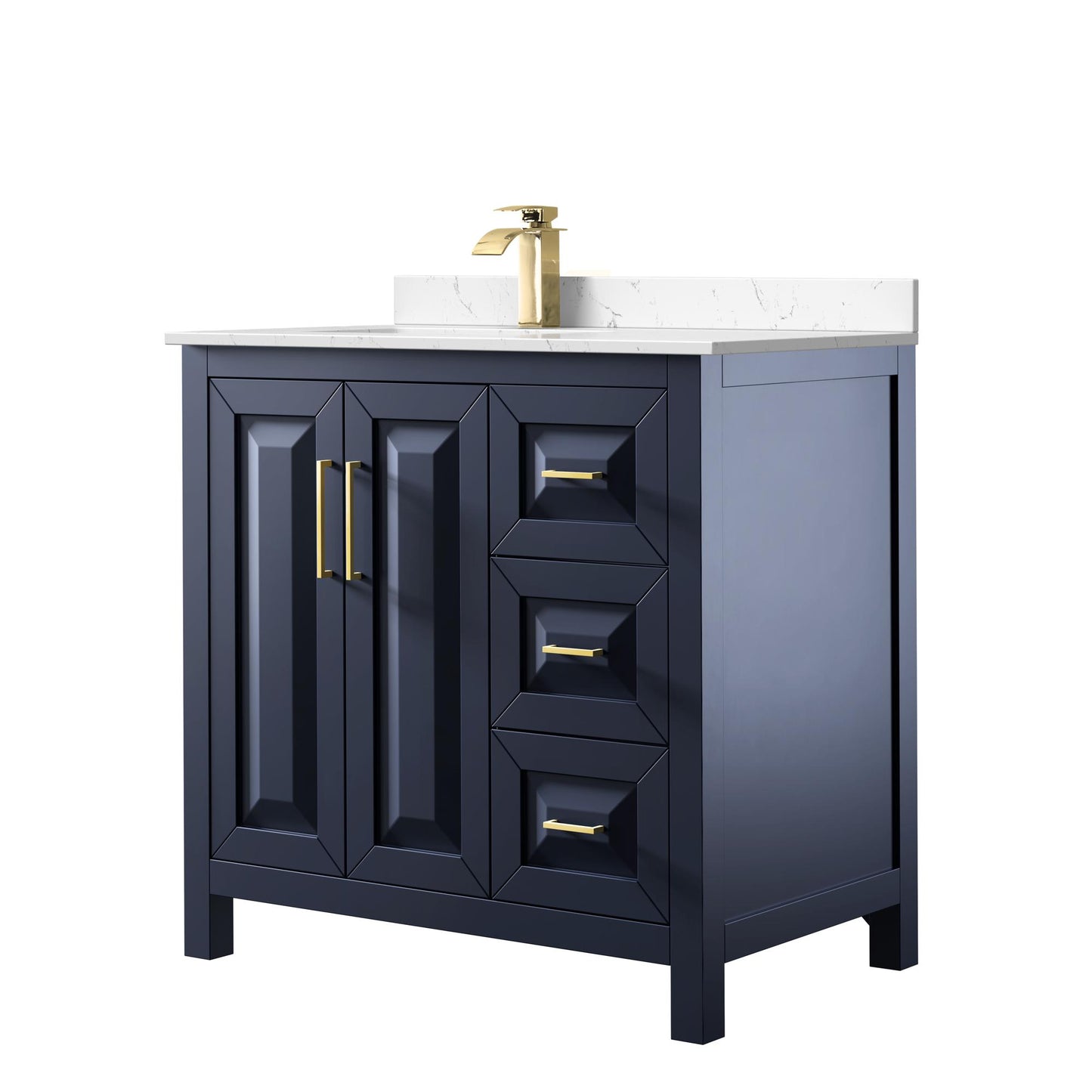 Daria Bathroom Vanity with Countertop 36 inch Single Sink Single hole Faucet Setup