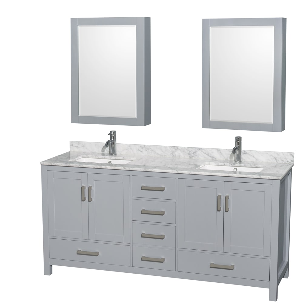 Sheffield Bathroom Vanity with Countertop 72 inch Double Sink Single hole Faucet Setup