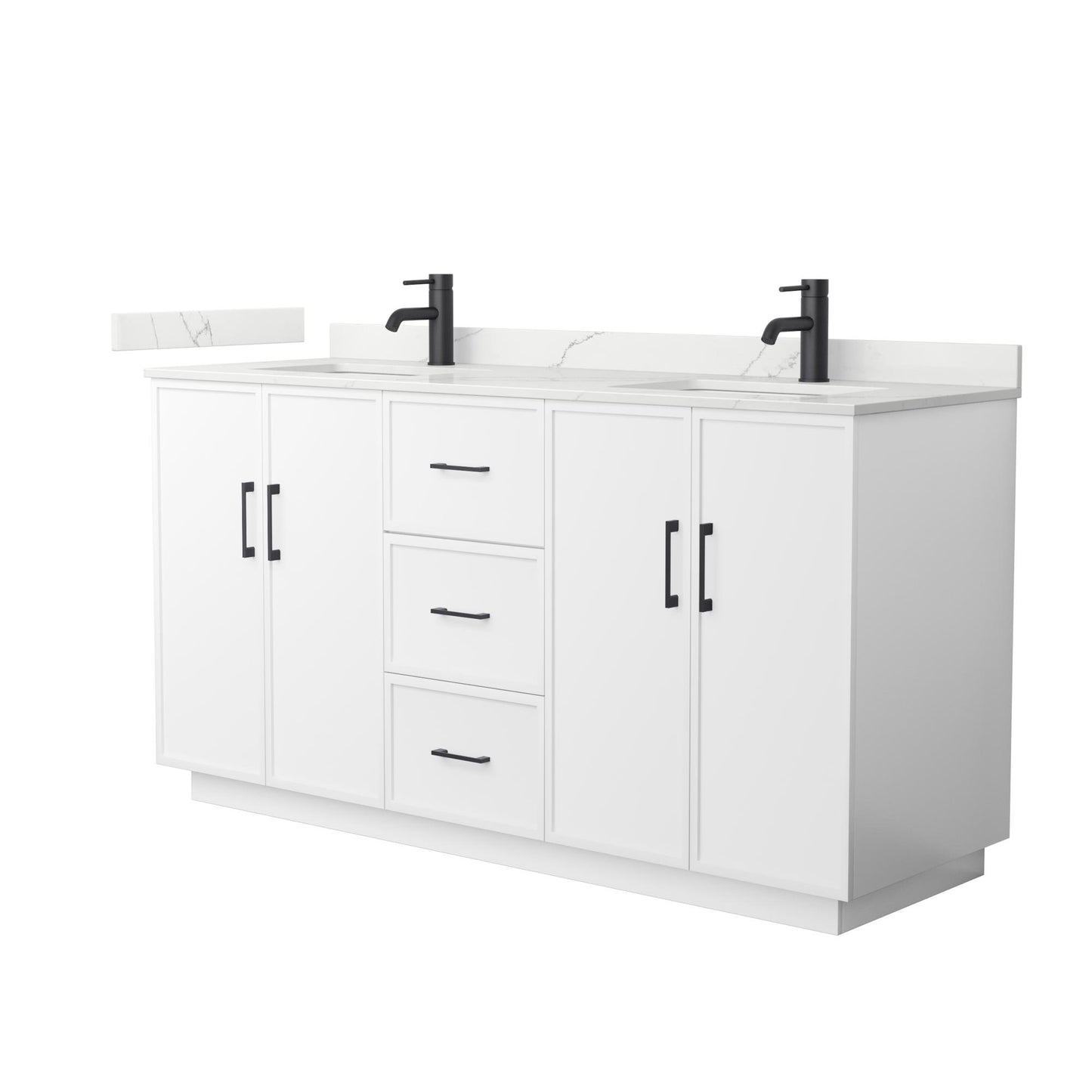 Elan TK Bathroom Vanity with Countertop 66 inch Double Sink Single hole Faucet Setup