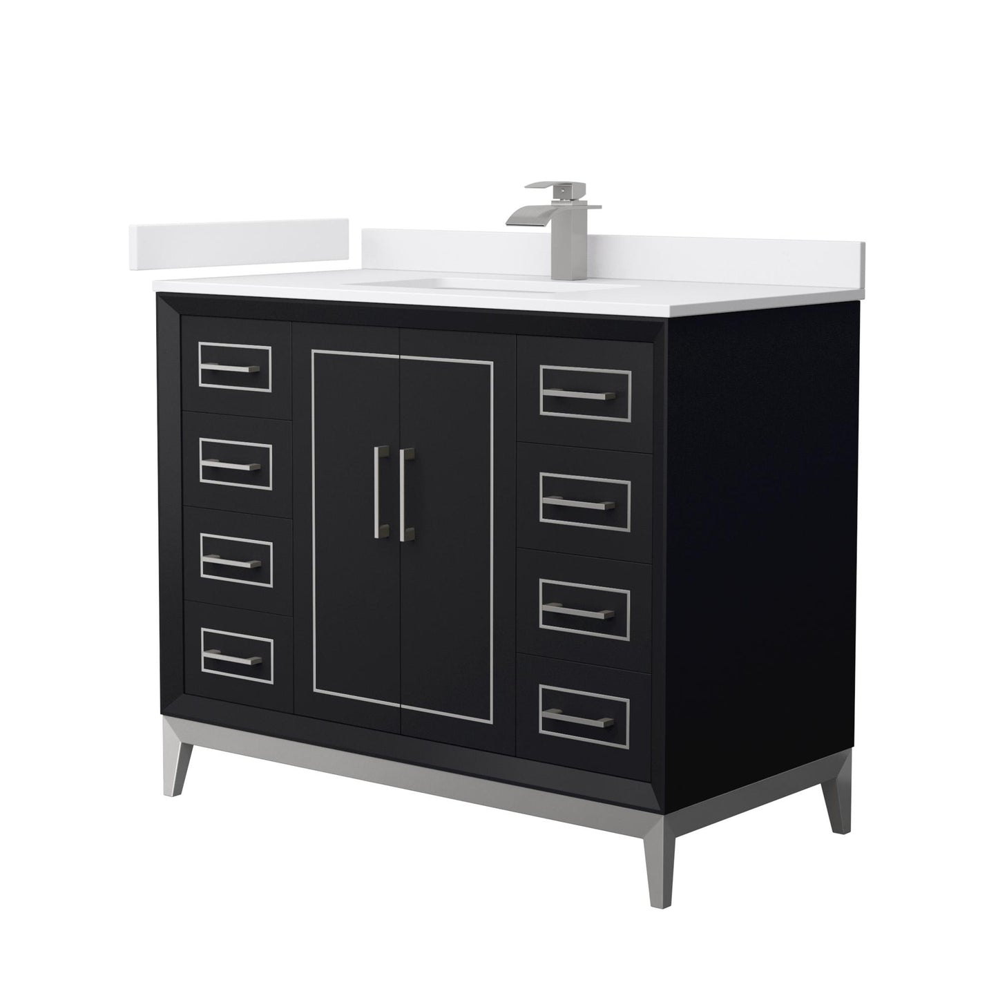 Marlena Bathroom Vanity with Countertop 42 inch Single Sink Single hole Faucet Setup