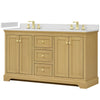 Custom image for Honey Oak with Brushed Gold Trim / White Quartz / No Mirror