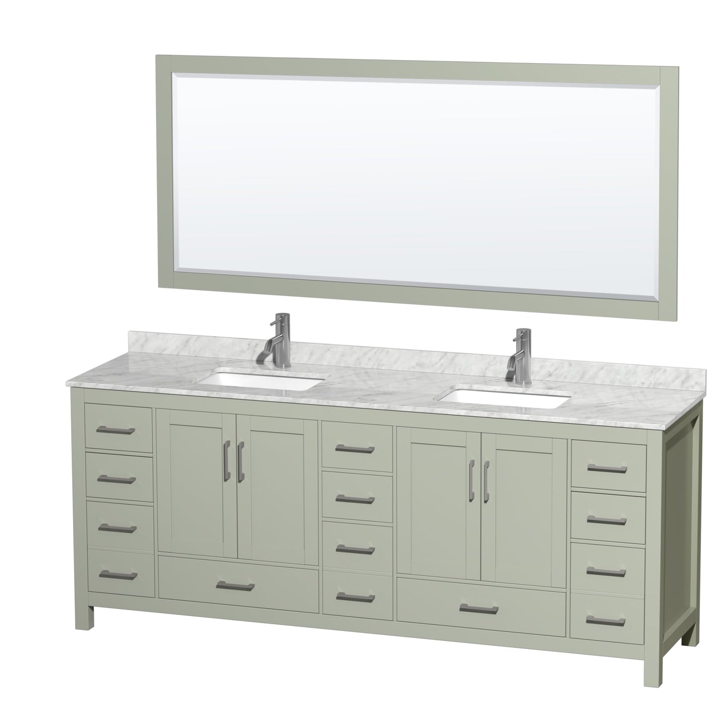 Sheffield Bathroom Vanity with Countertop 84 inch Double Sink Single hole Faucet Setup