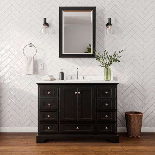 Deborah Bathroom Vanity with Countertop 48 inch Single Sink 3-hole Faucet Setup