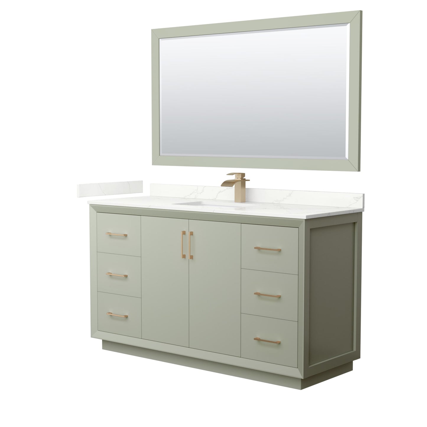 Strada Bathroom Vanity with Countertop 60 inch Single Sink Single hole Faucet Setup