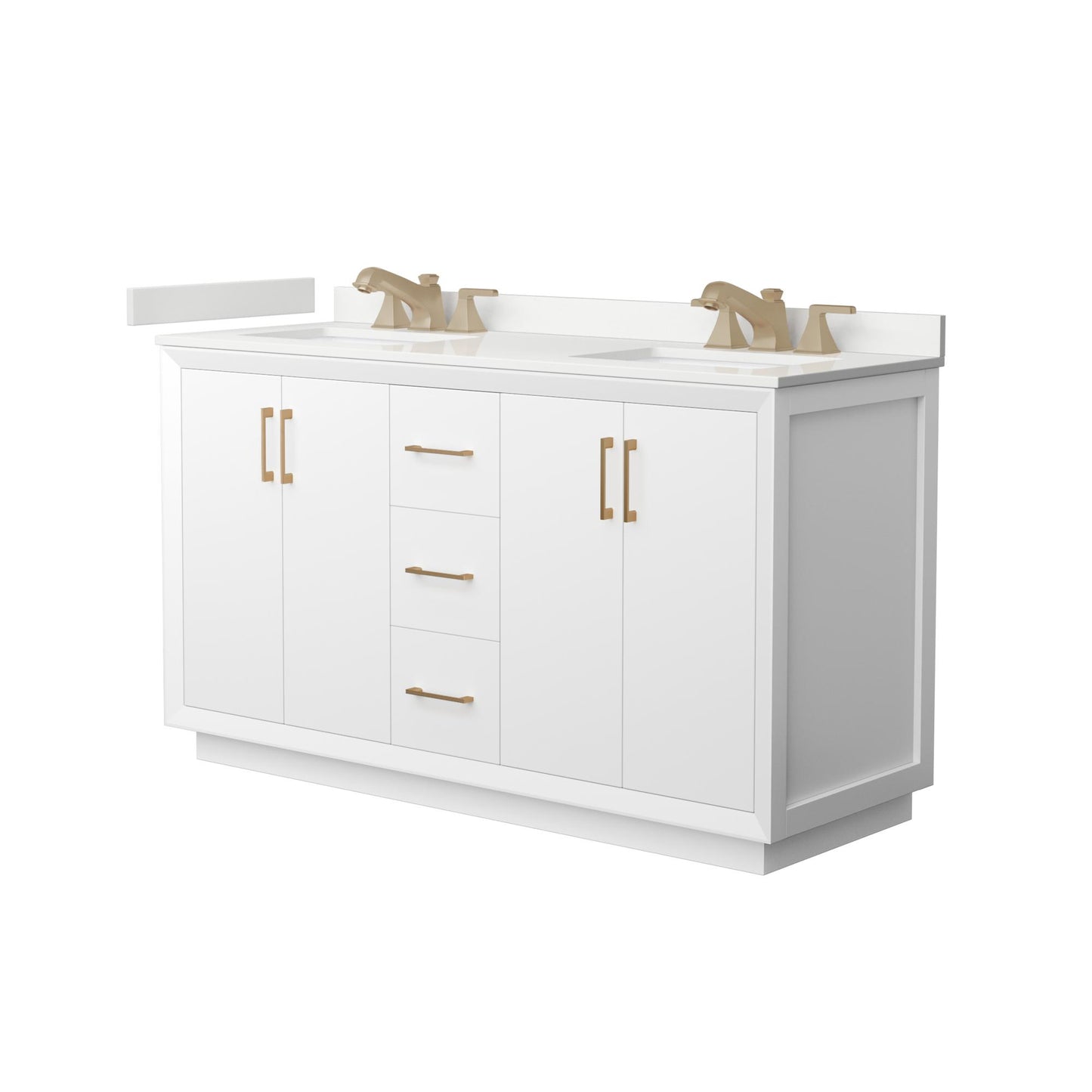 Strada Bathroom Vanity with Countertop 60 inch Double Sink 3-hole Faucet Setup