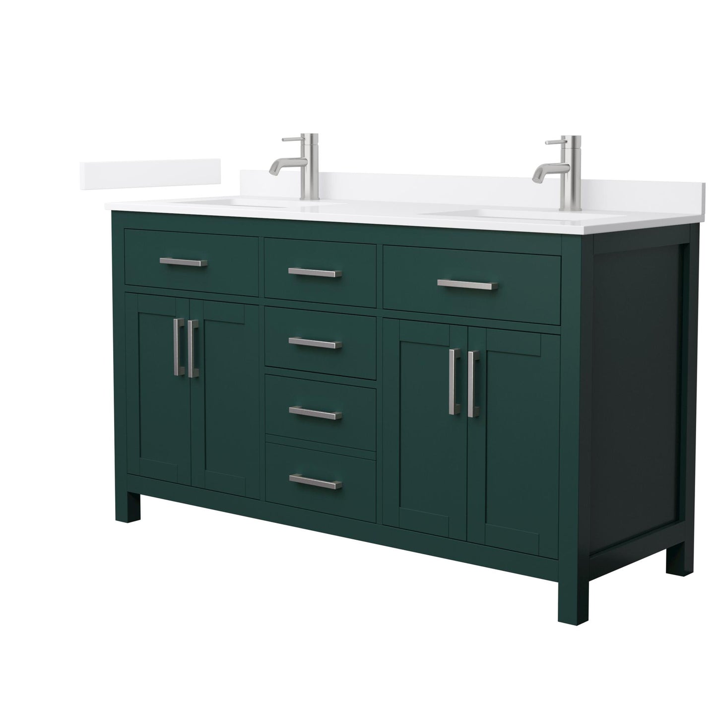 Beckett Bathroom Vanity with Countertop 60 inch Double Sink Single hole Faucet Setup